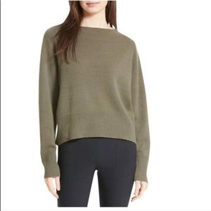 Vince Boat Neck 100% Cashmere Olive Sweater Sz S